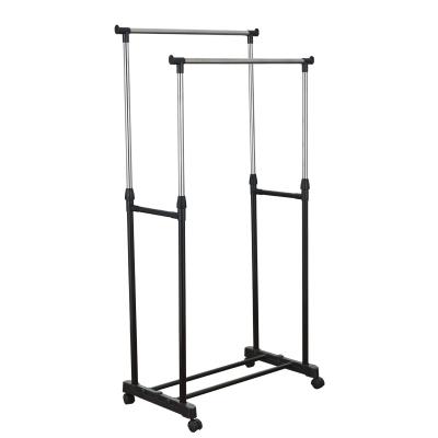 China Behind Doors/On Walls Stainless Steel Double Rods Rolling Garment Rack Clothes Drying Retail Black Clothing Rack for sale