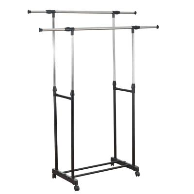 China Behind Doors/On Walls Stainless Steel Movable Double Rail Clothes Hanger Rack Clothes Drying Rack for sale