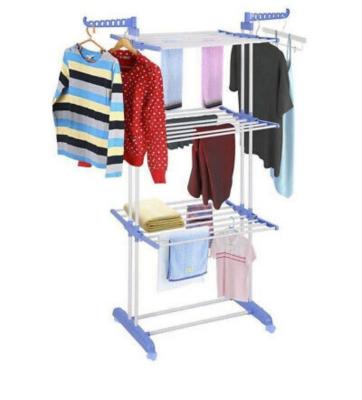 China Behind Doors/On Walls 3 Row Universal Laundry Airer Kids Drying Rack Clothes With Wheels And Extra Hanging Hooks for sale