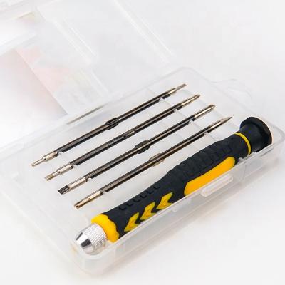 China Nickel Hardware Aluminum Bronze Hand Tools Double Bit Heads Cordless Mini Precision Slotted 5-in-1 Screwdriver Set for sale