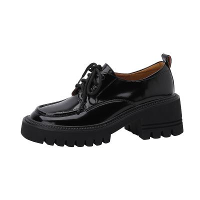 China Deodorization Lace Up Loafers Around Toe Platform Shoes Leather Leather Shoes For Ladies for sale