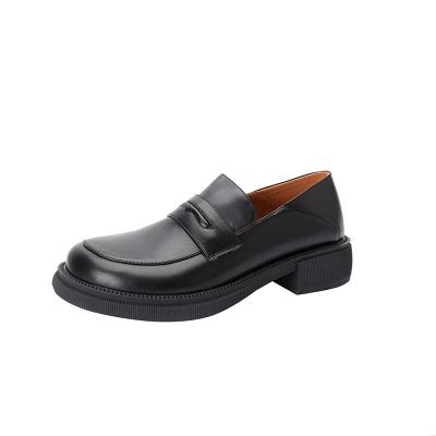 China Women's Leather Slip-On Shoe Solid Color Platform Shoes Pointed Toe Full Leather Women Deodorization Loafers Pump Shoes for sale