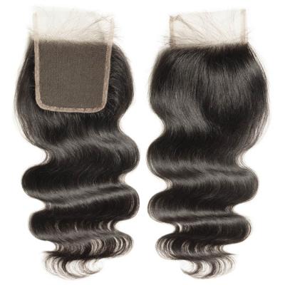 China Body Wave Pre Plucked Virgin Peruvian Lace Closure Hair Piece Body Wave 4x4 5x5 Lace Frontal Closure for sale