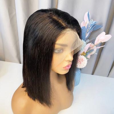 China Silky Straight Wave 8 10 12 14 16 Inch Silky Straight Lace Front Human Hair Wig Short 100%Human Hair Bob Wigs for sale