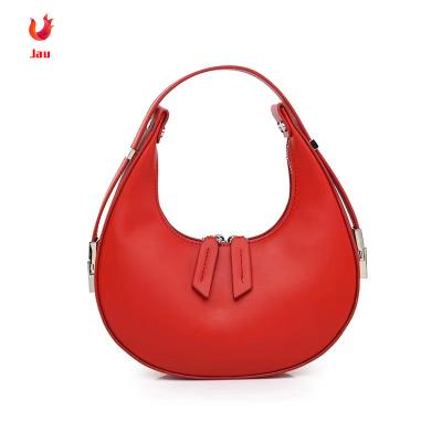 China 100% Eco-friendly Wholesale Custom Made Suspender Designer Casual Style Half Moon Shape Solid Color Tote Shoulders Carry Cross-body Bag for sale