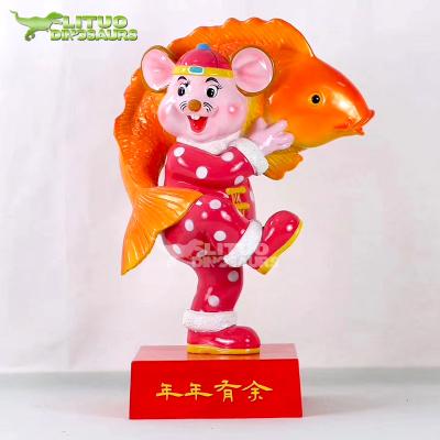 China Outdoor Large 12 Chinese Zodiacs Cartoon Fiberglass Rat Statue for sale