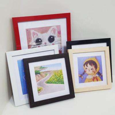 China Modern simplicity Square crayon works special preservation picture frame children painted four nine grid cardboard 20*20 Photo Frame wholesale for sale