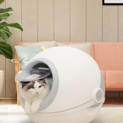 China Factory Sale Sustainable Pet Cleaning Cat Toilet Box Simple Round Shape Plastic Trash Can for sale