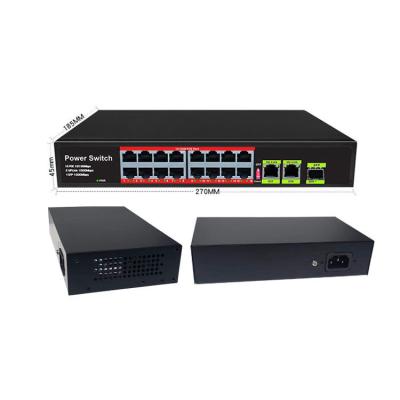 China POE 16 port 2 uplink POE built-in 48V poe switch 16 port 100 mbps fast poe switches for sale