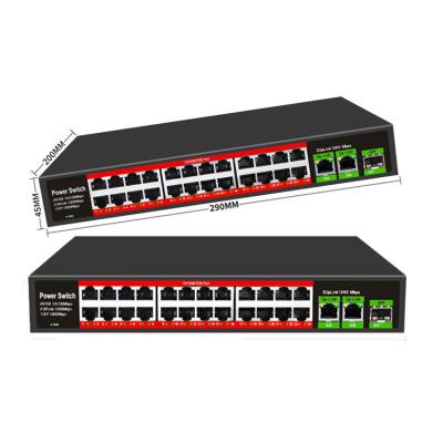 China LACP China Manufacturer Factory Desktop 24fe Poe +2ge Up Left Link +1g SFP 24 Poe Switch for sale