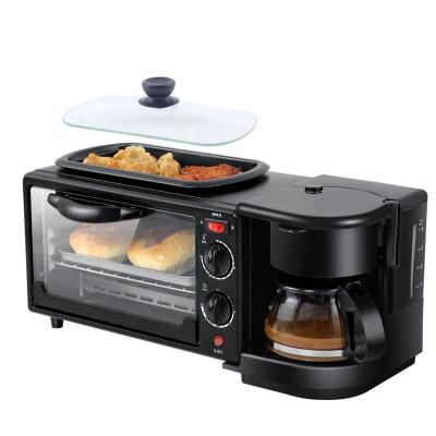 China Hotel 3 in 1 Breakfast Making Machine Drip Coffee Maker Bread Pizza Oven Frying Pan Toaster Family Breakfast Machine for sale