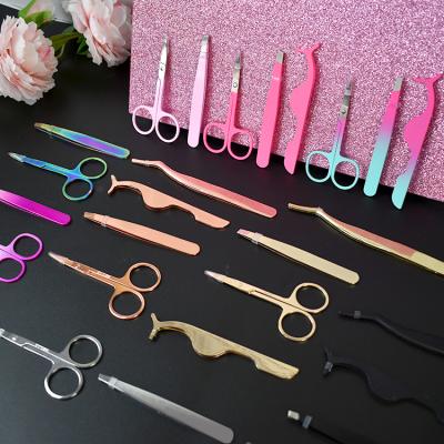 China Eyebrow Stainless Steel Eyelash Extension Tools Eyebrow Scissors Eyelash Tools Private Label for sale