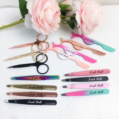 China Luxury Private Label Eyelash Scissors Vendor 4 Colors Wick Tools Eyelash Scissors for sale