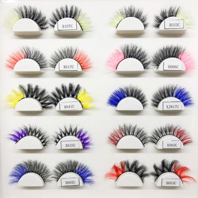 China Long New Design 3d Strip Natural Colored Faux Eyelash Silk Colored Lashes Silk Mink Eyelash Strips Rainbow Eyelash For Holiday And Party for sale