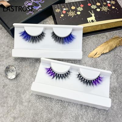 China Natural Private Label Long Lashes Faux Mink Colored Lashes Rainbow Colored Eyelash With Custom Package for sale