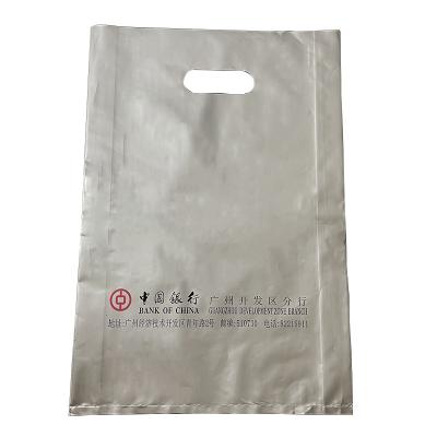 China Factory Wholesale Price Environmentally Recyclable Hand Length Handle PE Logo Die Cut Bag For Purchasing for sale