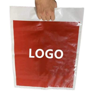 China Recyclable Biodegradable Custom Design Shopping Packaging Die Cut Plastic Bag Goods Handle Bags With Logo Print for sale