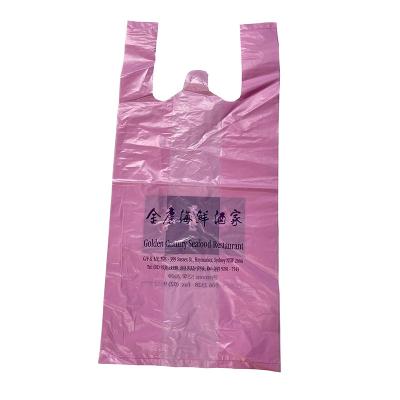 China Recyclable Custom Printed Plastic Restaurant Shopping Bag T-shirt Food Spike Out Bag for sale