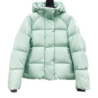 China Canada style waterproof high quality 90/10 white goose duck down real women's down jacket with CORDURA greige fabric and zipper 11-2 for sale