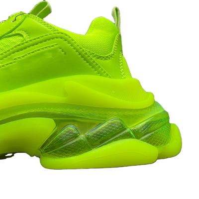 China Fashion Trend Blcg Triple S Sneaker Vintage Dad Air Cushion Clear Solo Shoes Thickened Green 544351 for sale