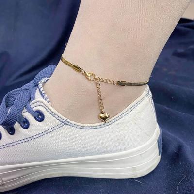 China VEROMCA Personality VEROMCA Peach Heart Personality Blade Chain Snake Bone Simple Titanium Anklet Steel Cute Chain Small for sale