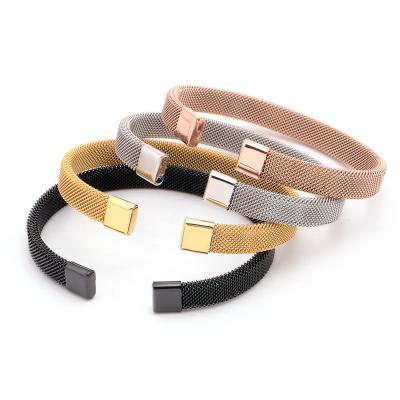 China VEROMCA CLASSIC Stainless Steel Gold Plated Bracelet Fashion Mesh C Shaped Open Bracelet Sizes Adjustable Bracelet for sale