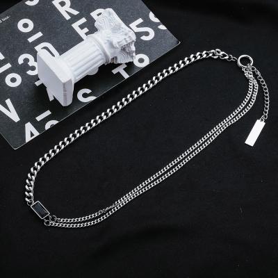 China VEROMCA Square Clavicle CLASSIC Titanium Steel Black Chain Necklace Male Hip Hop Necklace for sale