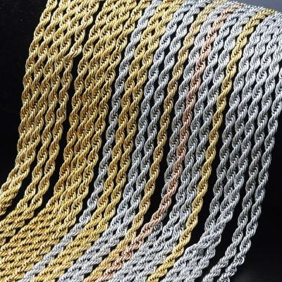 China VEROMCA 3mm Twist Rope Chain 18k Gold Plated Hip Hop Chain Necklace for sale