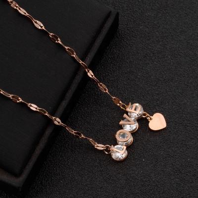 China VEROMCA Fashion Women Heart Necklace Zircon Stainless Steel Clavicle Chain Necklace CLASSIC 1314 for sale