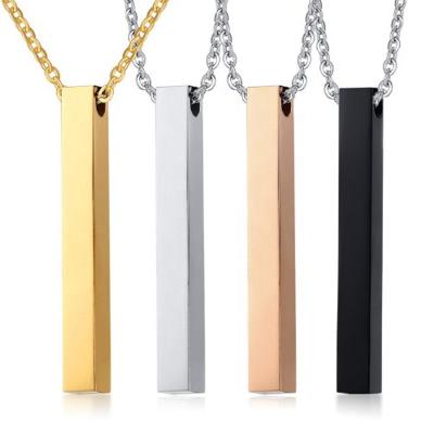 China VEROMCA CLASSIC Stainless Steel Bar DIY Letter Necklace Pendant Gold Plated Necklace 25mm Long for sale