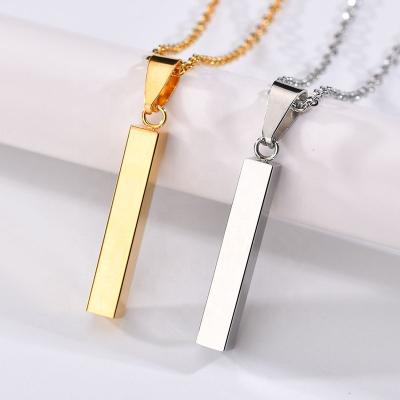 China VEROMCA 2021 New CLASSIC Empty Bar Necklace Stainless Steel 18K Gold Pendant Necklace for sale