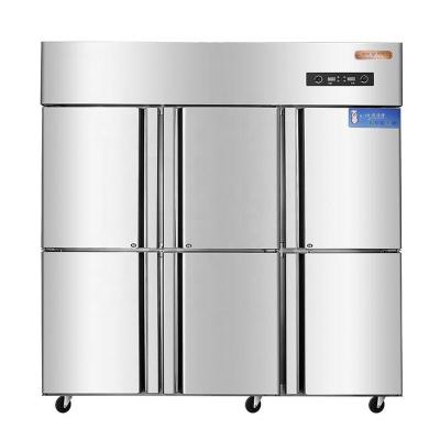 China Stainless Steel Double-temperature Industry Upright Double Doors Refrigerator Commercial Six Temperature Freezer and Kitchen Chiller Freezer for sale