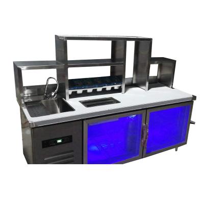 China energy & Factory Price Refrigerated Work Bench / Mining Water Bar / Counter Drinks Display for sale