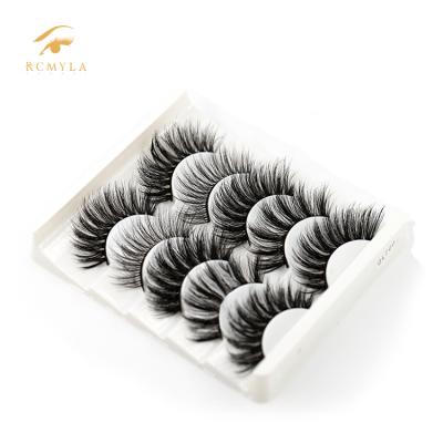 China Light and Soft 3D Mink Fur Strip Eyelashes 5 Pairs Faux Mink Lashes 3d Eyelash Extension for sale