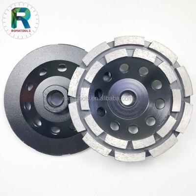 China Durable Dual Row 4-7 Inch Segmented Diamond Cup Fast Grinding Wheel On Pneumatic Power Tool For Stone for sale