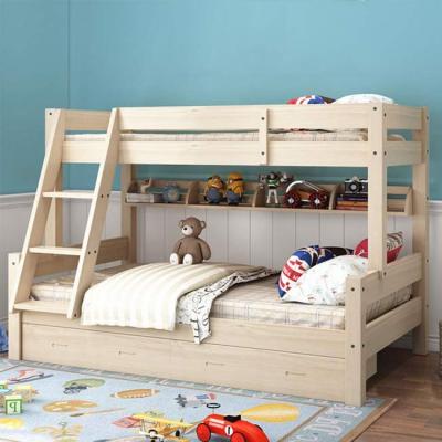 China Modern Hot Selling Wooden Kids Bunk Beds Crib Frame Beds With Ladder Drawer for sale