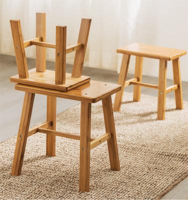 China Nanzhu Modern Rectangle Wooden Creative Wooden Stools Household Bamboo Wooden Furniture for sale