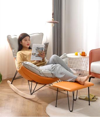 China Lightweight Luxury Rocking Chair Technology Fabric PP Cotton Style Leisure Rocking Chair With Free Stool For Home Furniture for sale