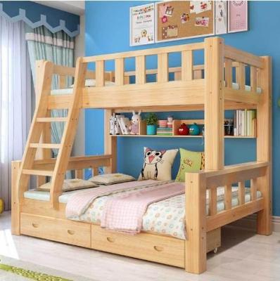 China Minimalist Kids Bed Contracted And Strong Bunk Bed With Wooden Drawer And Shelf Furniture for sale