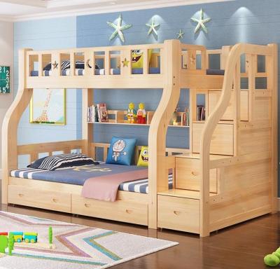 China Minimalist Kids Bed Contracted And Strong Bunk Bed With Drawer And Shelf Moon Star Wood Furniture for sale