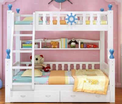 China Minimalist Kids Bed Contracted And Strong Bunk Bed With Wooden Drawer And Shelf Furniture for sale