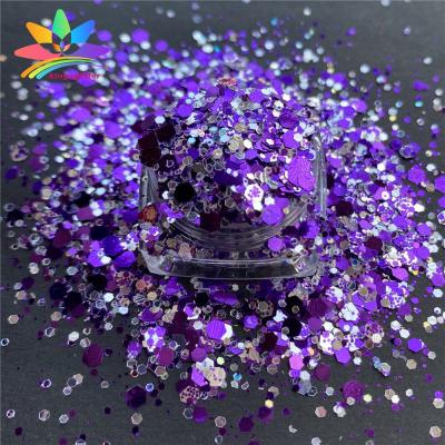 China 2021 Wholesale Bulk Bling Purple Voluminous Glitter Rose For Nail And Body Decoration for sale