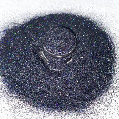 China Bling Fine Glitter Cosmetic Holographic Black Powder For Eyeshadow Nails for sale