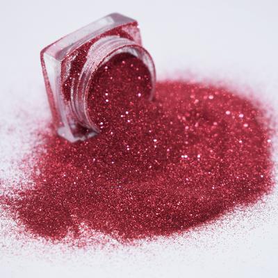 China New Bling Carmine Polyester Glitter Powder, 1/128 Stock Pure Carmine Glitter Tumbler and Special Metallic Glitter for Silicone Crafts for sale