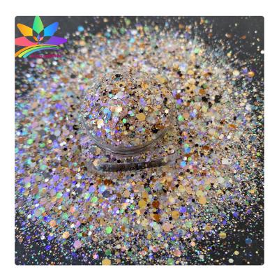 China Wholesale Bling Nail Art Color Symphony Glitter Powder Sequins Glitter Mix Laser Hexagonal Craft Decoration Source Company for sale