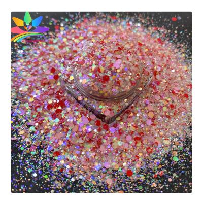 China Wholesale Bulk Luminous Fine Glitter Nail Powder Bling Glitter Chunky Mix Various Hexagonal Mixes and New Match Glitter Powder for sale