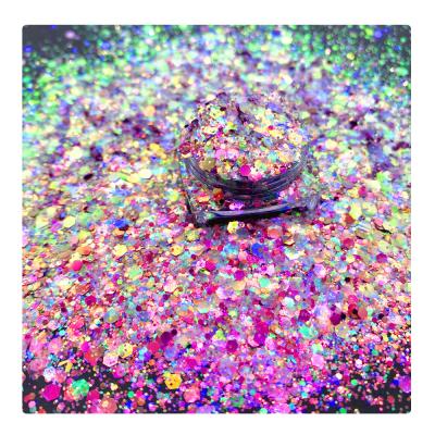 China Factory Direct Sale 12 Color Glitter Blends Glitter Illusion Powder Iridescent Powder PET Bling Glitter Bottled Glitter Powder for sale