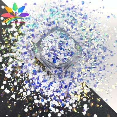 China Toys/Wholesale Party/Body/Face/Hair/Nail Art/Decoration/DIY/Crafts 1 Kg Chunky Mixes Beads White Glitter For Crafts Decoration for sale