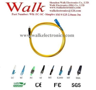 China Single Mode 9/125 Single Mode 9/125 SM Sem-FC-SC-Simplex 9/125-2.0mm-3M Fiber Optic Patch Cord/Cable/Braid/Jumper Cable, Single Mode 9/125 FC Simplex to SC for sale