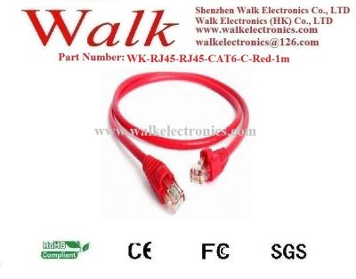 China cat6 patch cord cross over RJ45 to RJ45 with cat6 cable WK-RJ45-RJ45-CAT6-C-Red-1m for sale